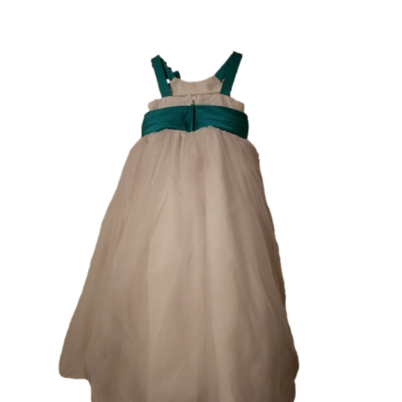 Girls white and teal 3T flower girl dress - Picture 3 of 4
